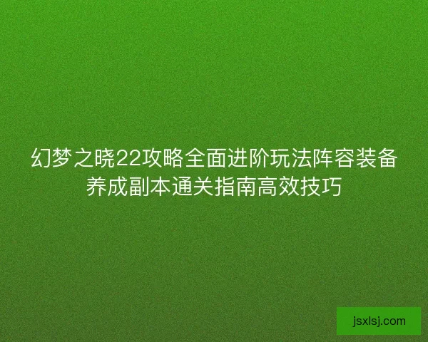 幻梦之晓22攻略全面进阶玩法阵容装备养成副本通关指南高效技巧