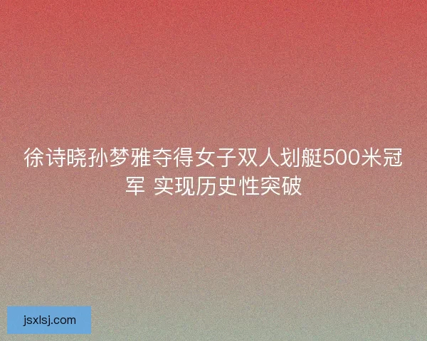 徐诗晓孙梦雅夺得女子双人划艇500米冠军 实现历史性突破